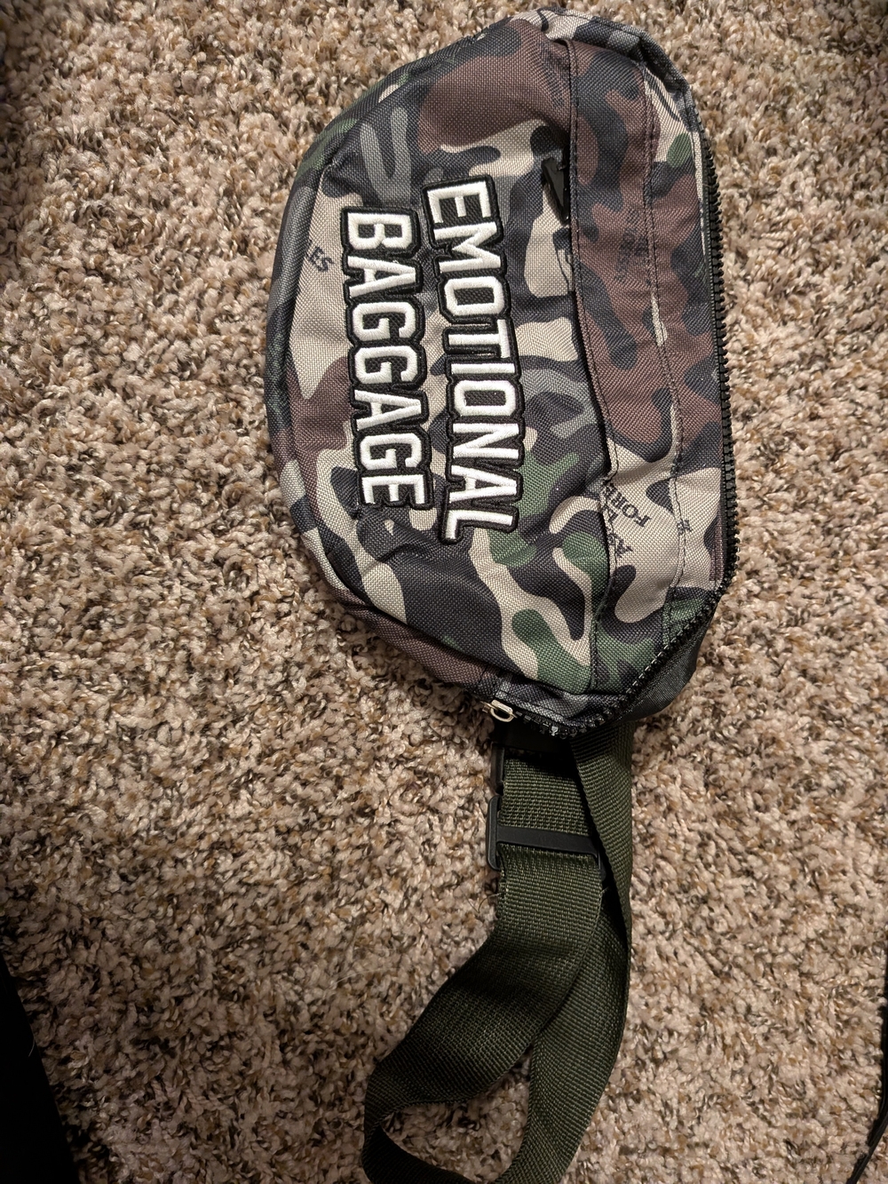 Emotional Baggage Camouflage Crossbody Waist Bag - Green Camo